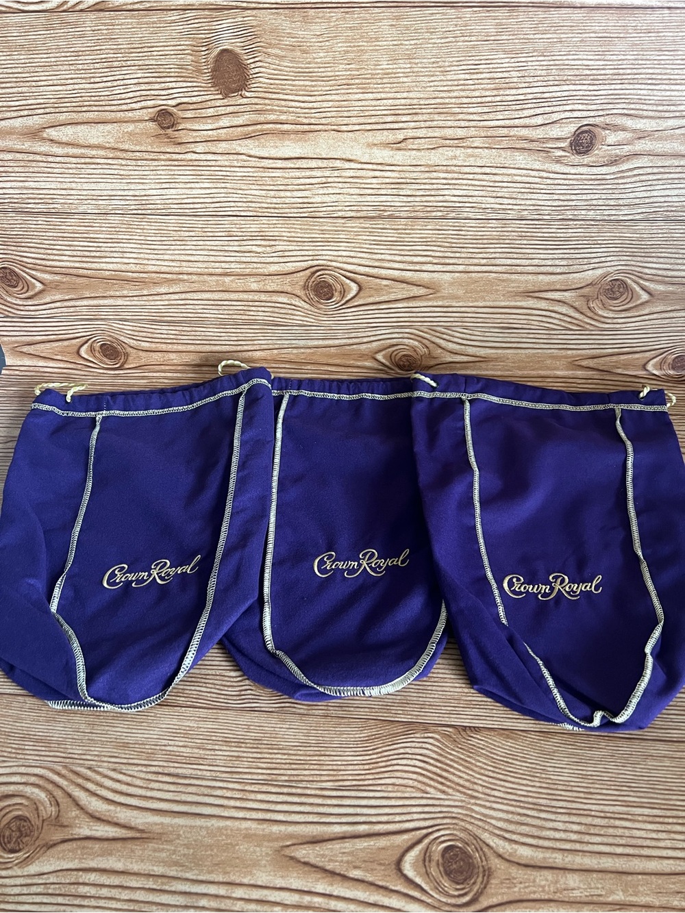 Crown Royal Lot of 3 Purple Bags with Drawstrings 750 mL Size